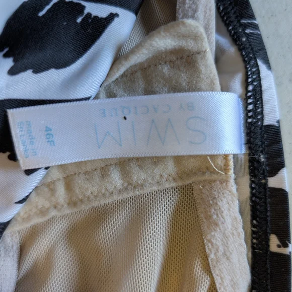 LANE BRYANT/Cacique SWIM PALM LEAVES STRAPPY UNDERWIRE BIKINI TOP-sz 46F - Picture 7 of 7